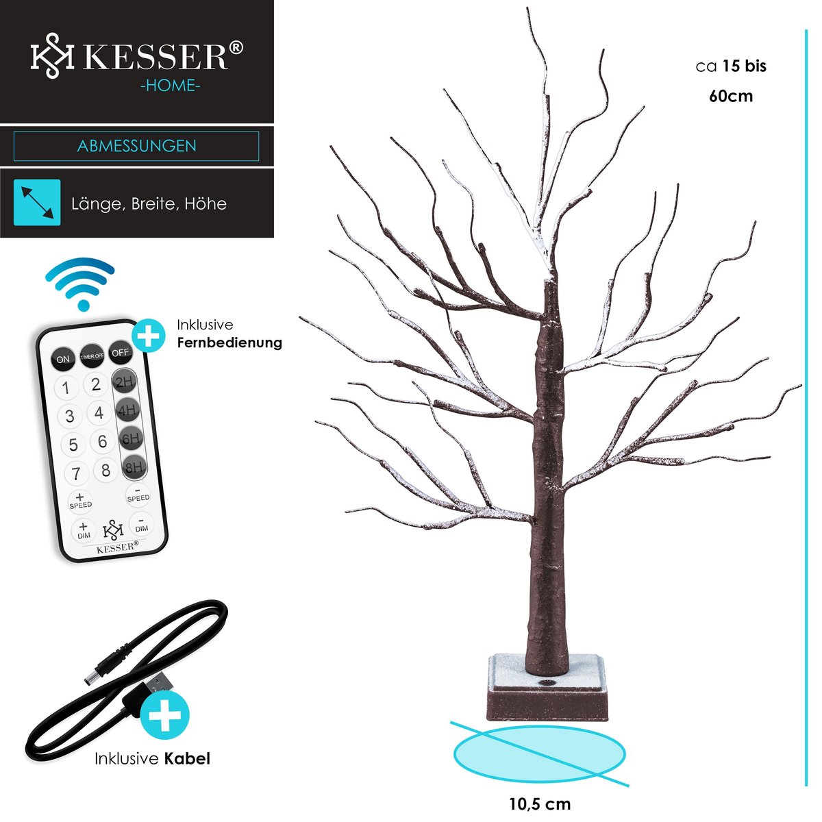 KESSER® Kersenbloesemboom met afstandsbediening, lichtboom, voor binnen