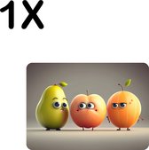 BWK Luxe Placemat - Lopend Fruit met Ogen - Set van 1 Placemats - 35x25 cm - 2 mm dik Vinyl - Anti Slip - Afneembaar