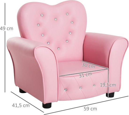 Kinderstoel - Kinderzetel - Kindersofa - Kinderbankje - Roze- L59 x B41,5 x H49 cm van Merkloos — afbeelding 5