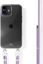siliconen hoesje Xoxo Wildhearts - Convient pour iPhone 12 - Coque avec cordon - Coque iPhone - Coque transparente - Cordon violet