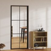 The Living Store Deurglas - Glazen deur - 83 x 201.5 cm - Sterk en stevig - Transparante glaspanelen - Modern ontwerp - Zwart en transparant - Gehard glas en aluminium