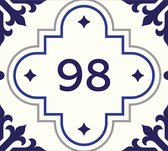 Huisnummerbord nummer 98 | Huisnummer 98 |Delfts blauw huisnummerbordje Plexiglas | Luxe huisnummerbord