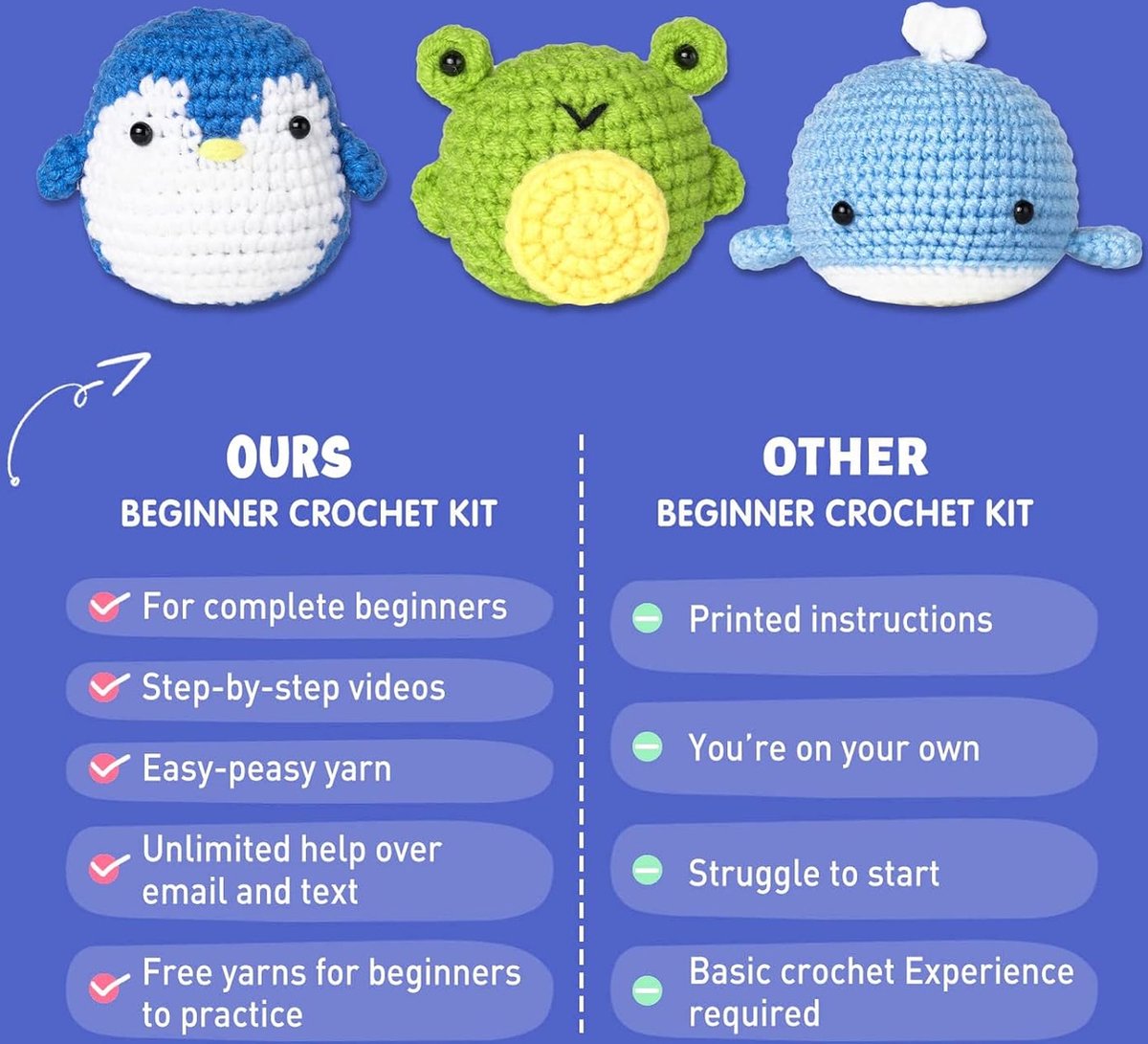 MONTKIARA Lot de 100 crochets à tricoter pour débutants avec étui Aiguilles  à tricoter