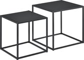 Bijzettafel Bibi - Set van 2 - Zwart - Metaal - 40x40x40 - 35x35x35 cm - Modern Design
