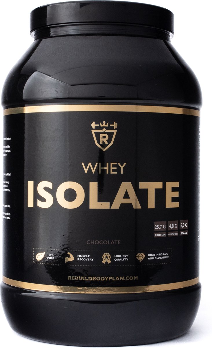 Goedkoopste Rebuild Nutrition Whey Isolaat - Chocolade smaak - Proteïne poeder - Eiwit Shakes - Whey Protein Isolate Eiwitpoeder - 80 Eiwitshakes - 2000 gram