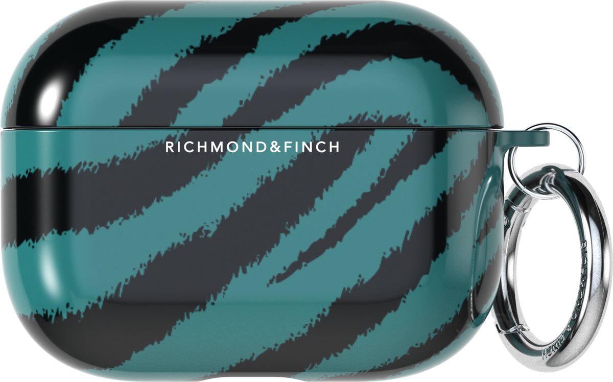 Apple AirPods Pro 1 Hoesje - Richmond & Finch - Freedom Serie - Hard Kunststof Hoesje - Zwart / Groen - Hoesje Geschikt Voor Apple AirPods Pro 1