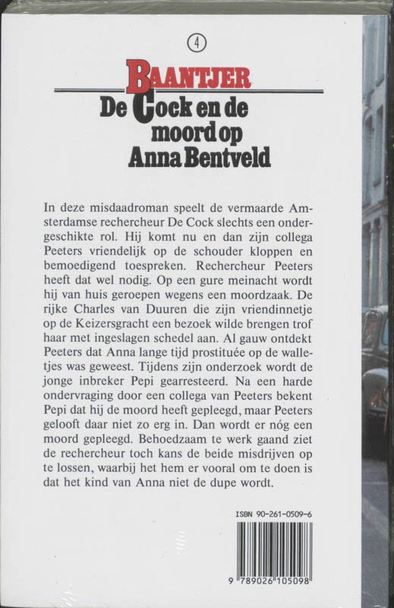 Achterkant van het boek 'Baantjer 4 - De Cock en de moord op Anna Bentveld' met ISBN.