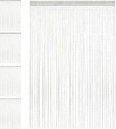 Relaxdays 5x draadgordijn glitters wit - 145 x 245 cm - deurgordijn - draadjesgordijn