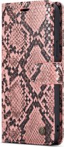 iPhone 13 Pro Bookcase hoesje - CaseMe - Slangenprint Roze - Kunstleer