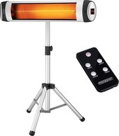 Monza Heater - terrasverwarmer - Verplaatsbaar - met Standaard - Zilver - 2500W