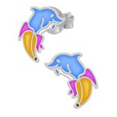 Zilveren oorstekers, blauwe dolfijn in bananenkostuum
