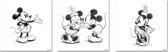 Disney - Set de 3 toiles - Mickey et Minnie - Croquis - 3x30x30cm