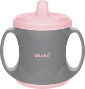 Akuku-  antilekbeker met harde tuit- grijs-6m+ Grijs- roze