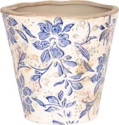 Bloempot Binnen Ø 17*17 cm Blauw, Beige Keramiek Rond Bloemen Plantenpot