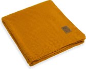 Knit Factory Jesse Gebreid Plaid XL - Woondeken - plaid - Wollen deken - Kleed - Oker - 195x225 cm
