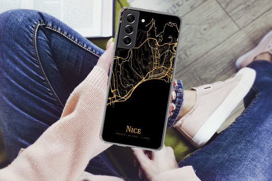 Coque Samsung Galaxy S21 FE - Nice - Carte - Or - Coque de téléphone en Siliconen