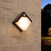 Solar wandlamp buiten 'Prism' - Warm wit licht - Met bewegingssensor - Wandlamp op zonne-energie