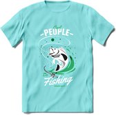 Cool People Do Fishing - Vissen T-Shirt | Groen | Grappig Verjaardag Vis Hobby Cadeau Shirt | Dames - Heren - Unisex | Tshirt Hengelsport Kleding Kado - Licht Blauw - XXL