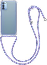 kwmobile telefoonhoesje compatibel met Motorola Moto G31 / Moto G41 - Hoesje met koord - Back cover in transparant / lavendel / paars / wit