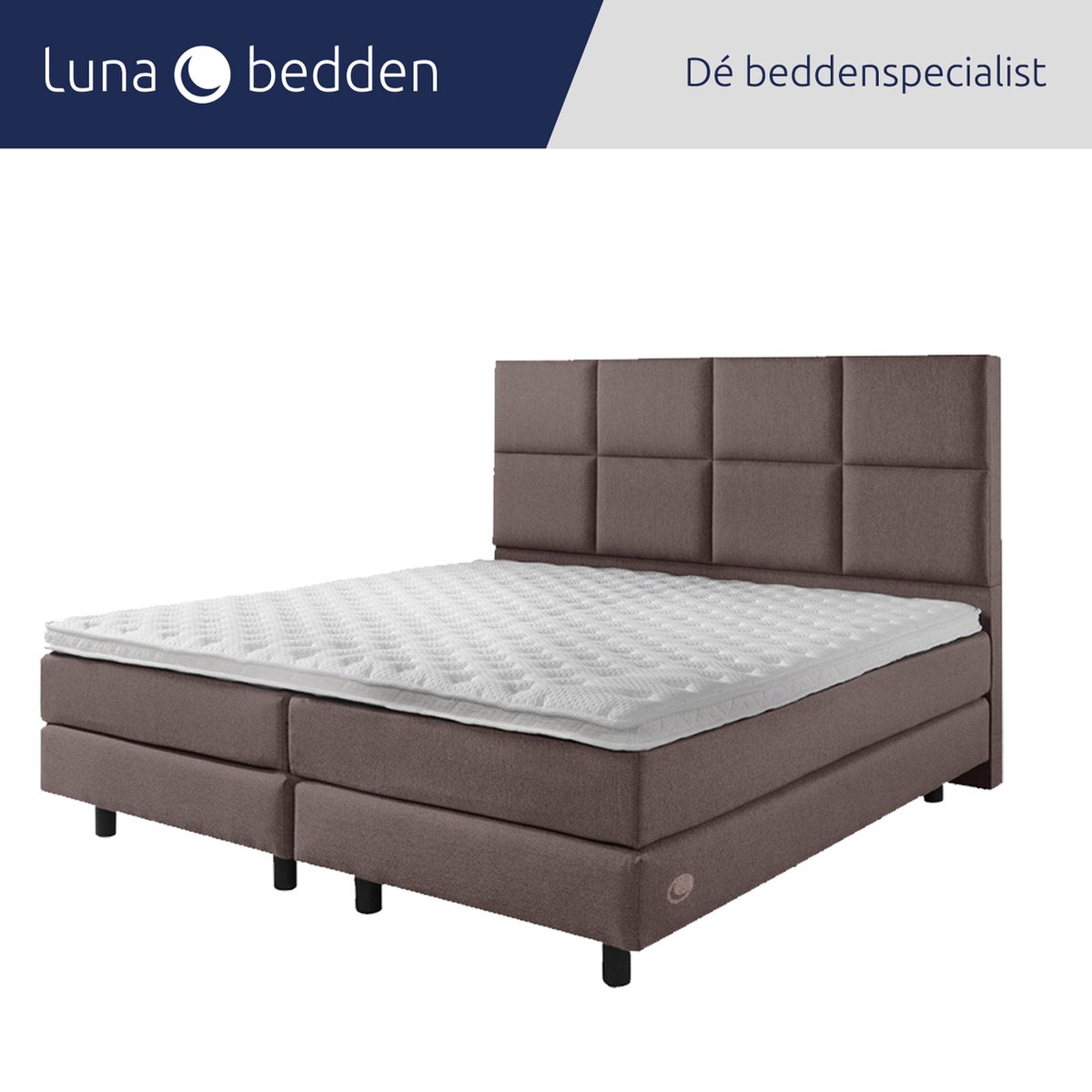 Luna Bedden - Boxspring Bella - 160x200 Compleet Bruin 8vaks Bed