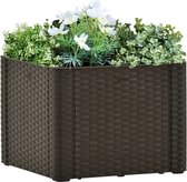 vidaXL Plantenbak hoog met zelfbewateringssysteem 43x43x33 cm mokka