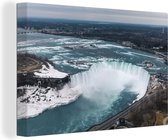 Canvas Schilderij De Niagarawatervallen in Canada vanuit vogelperspectief - 120x80 cm - Wanddecoratie