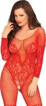 Vine lace and net bodystocking