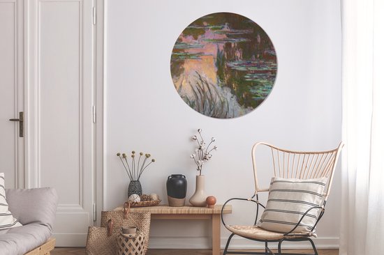 Cercle Mural - Cercle Mural Intérieur - Water , soleil couchant - Peinture de Claude Monet - ⌀ 90 cm - Décoration murale - Peintures Ronds