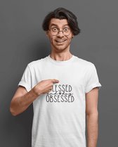 Blessed And Dog Obsessed T-Shirt,Schattige Hondenliefhebber T-Shirts,Uniek Hondenbezitter Geschenken, Grappige Hond Thema T-Shirts,D001-063W, S, Wit