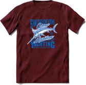 Fishing - Vissen T-Shirt | Grappig Verjaardag Vis Hobby Cadeau Shirt | Dames - Heren - Unisex | Tshirt Hengelsport Kleding Kado - Burgundy - XXL