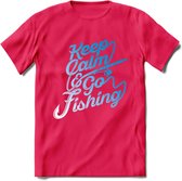 Keeo Calm Go Fishing - Vissen T-Shirt | Grappig Verjaardag Vis Hobby Cadeau Shirt | Dames - Heren - Unisex | Tshirt Hengelsport Kleding Kado - Roze - XXL