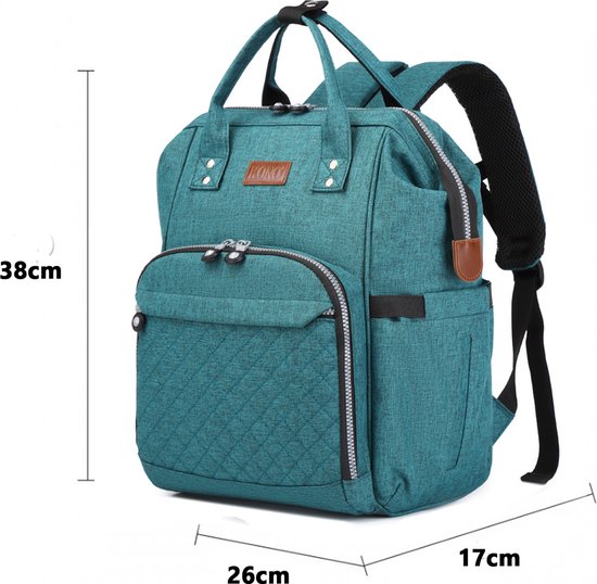 Miss Lulu Luiertas Rugzak - Inclusief Buggy en Kinderwagen Haken - Verbeterd 2023 model - Groen (E6705 GN) van Mi — afbeelding 4