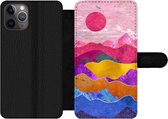 Bookcase Geschikt voor iPhone 11 Pro Max telefoonhoesje - Pride - Bi - Marmer print - Met vakjes - Wallet case met magneetsluiting