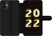 Bookcase Geschikt voor iPhone 12 Mini telefoonhoesje - Oudejaarsavond - Nieuwjaar - 2022 - Met vakjes - Wallet case met magneetsluiting