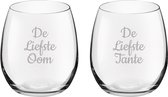 Gegraveerde Drinkglas 39cl De Liefste Tante-De Liefste Oom