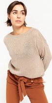 LOLALIZA Grof gebreide trui met lurex - Taupe - Maat XL