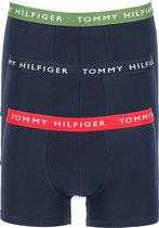 Tommy Hilfiger trunks (3-pack) heren boxers normale lengte - blauw met gekleurde tailleband -  Maat: S