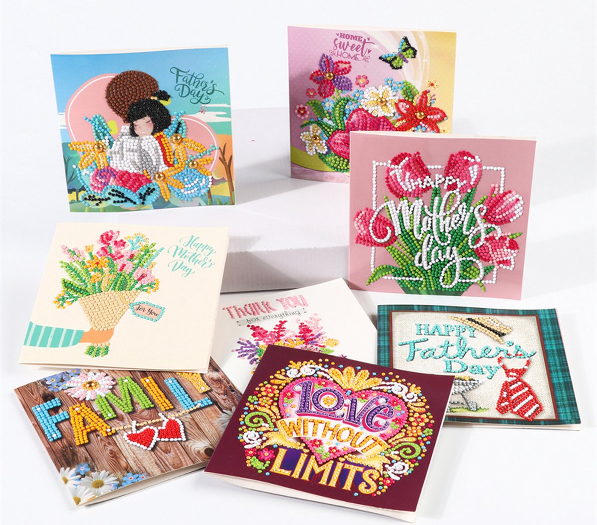 JISHSHAY 6 Pièces Diamond Painting Cartes Anniversaire Tableau Diamant