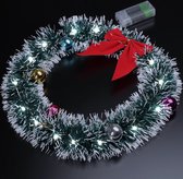 Casaria Kerstkrans 32cm 20x LED werkt op Batterijen Deurkrans Kerstdeco Rood
