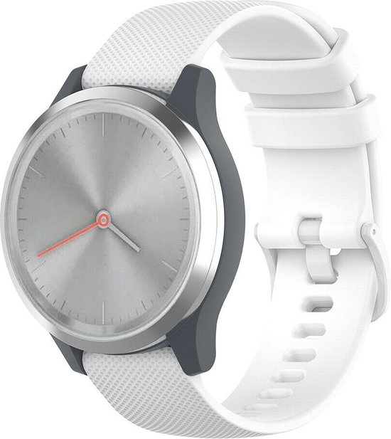 Strap-it Horlogebandje 18mm - Siliconen bandje geschikt voor Garmin Vivoactive 4s / Vivomove 3s / Venu 2s - wit