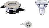 LED Spot Set - Aigi - GU10 Fitting - Waterdicht IP65 - Inbouw Rond - Mat Chroom - Ø82mm - Philips - SceneSwitch 827 36D - 1.5W-5W - Warm Wit 2200K-2700K - Dimbaar - BSE