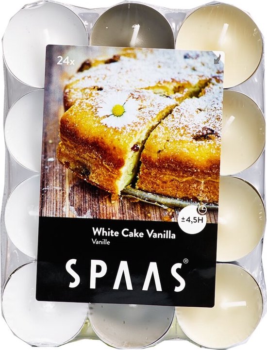 Spaas Geparfumeerde Waxinelichtjes - White Cake Vanilla - 24 Stuks - ±4,5 branduren - Decoratie - Sfeer - Geurtheelichten.