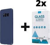 Siliconen Backcover Hoesje Samsung Galaxy S8 Plus Blauw - 2x Gratis Screen Protector - Telefoonhoesje - Smartphonehoesje