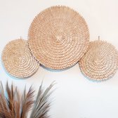Handmade Set of 3 Woven Wall Hanging Baskets with a Porcupine Inspired Detail for Boho Chic, Bohemian Decor