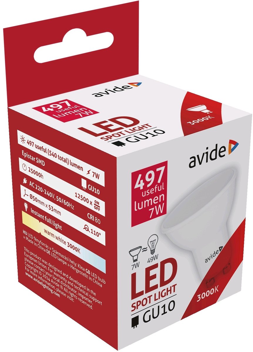 Avide LED Spot GU10 Alu+kunststof 7W