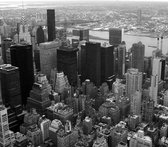 Dibond - Stad - New-York in wit / grijs / zwart - 80 x 80 cm.