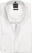 OLYMP Level 5 body fit overhemd - smoking overhemd - wit structuur met Kent kraag - Strijkvriendelijk - Boordmaat: 41