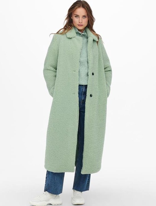 Only ONLBRITT TEDDY X-LONG COAT OTW Dames Frosty Green - maat XS | bol