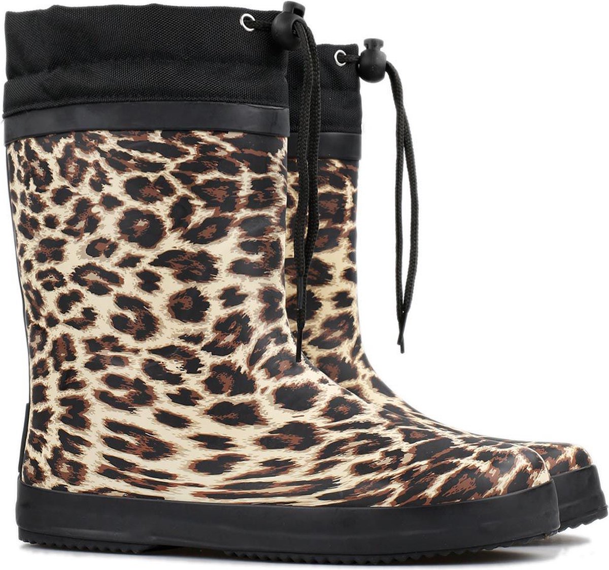 *gevoerd* FashionBootZ regenlaarzen leopard Bruin - Zwart-42