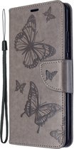 Xiaomi Mi Note 10 Pro Hoesje - Mobigear - Butterfly Serie - Kunstlederen Bookcase - Grijs - Hoesje Geschikt Voor Xiaomi Mi Note 10 Pro